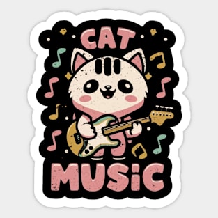 cat music,retro style Sticker